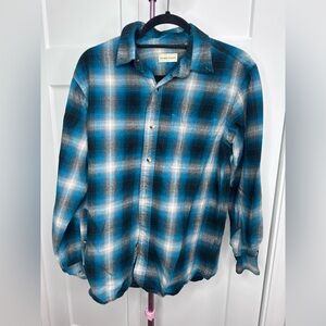 Hobbs Creek Teal and White Plaid Button-Down Shirt - Men's Medium